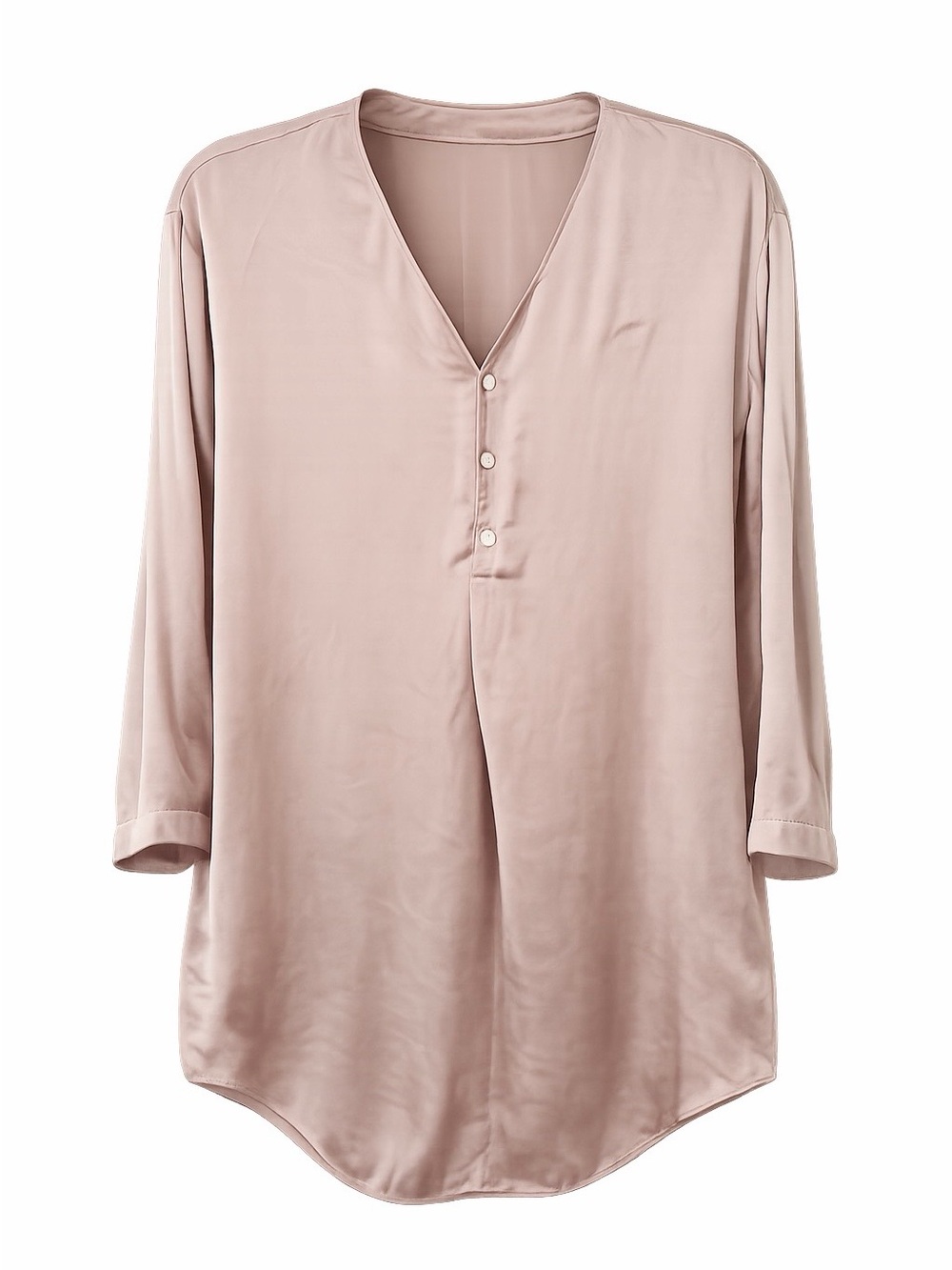 Ralph Lauren Women Blouse 100% Silk Beige Popover Petite P S/XS VTG